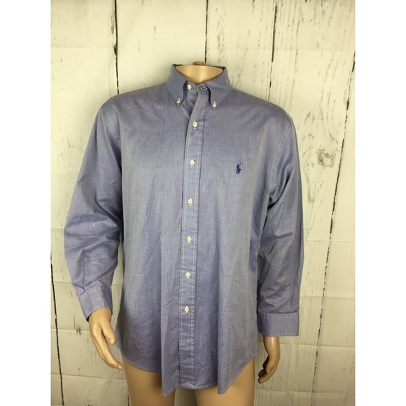 Ralph Lauren Shirt Yarmouth 100% Two Play Cotton Button Front Long Sleeve Sz 16 - Picture 5 of 8